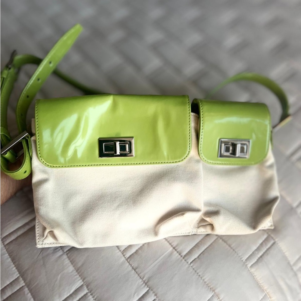 BY FAR white and green shoulder bag